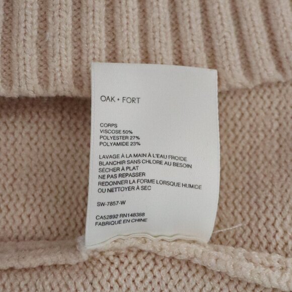 Oak + Fort Womens XS Cream Turtleneck Minimalist Knit Pullover Ribbed Sweater - Picture 11 of 11